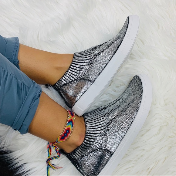 Silver metallic sock sneaker - Picture 4 of 6